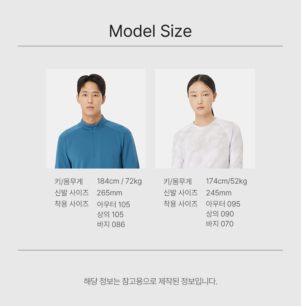 상품 모델 사이즈